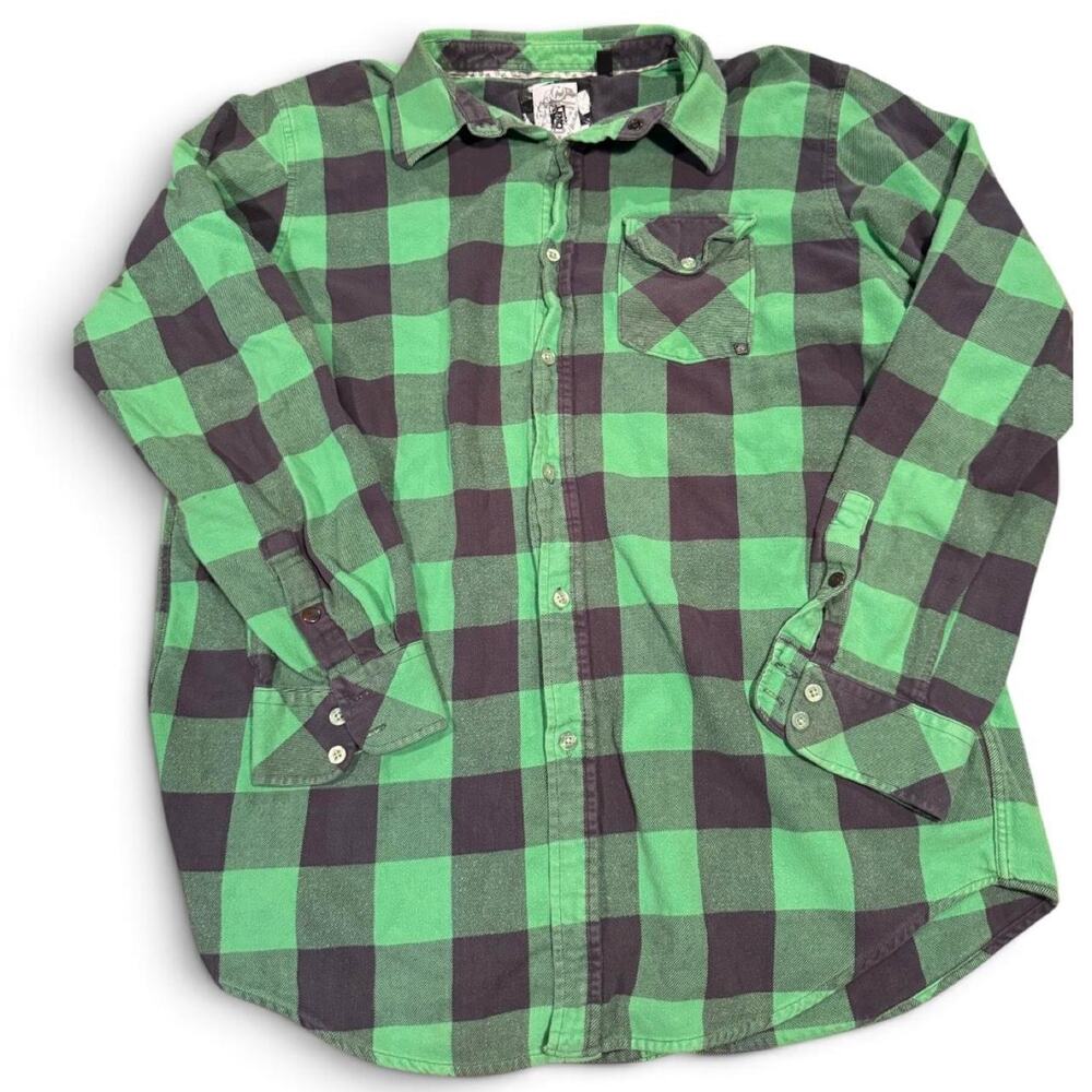 Empyre Green Black Buffalo Plaid Flannel Shirt Men’s XL